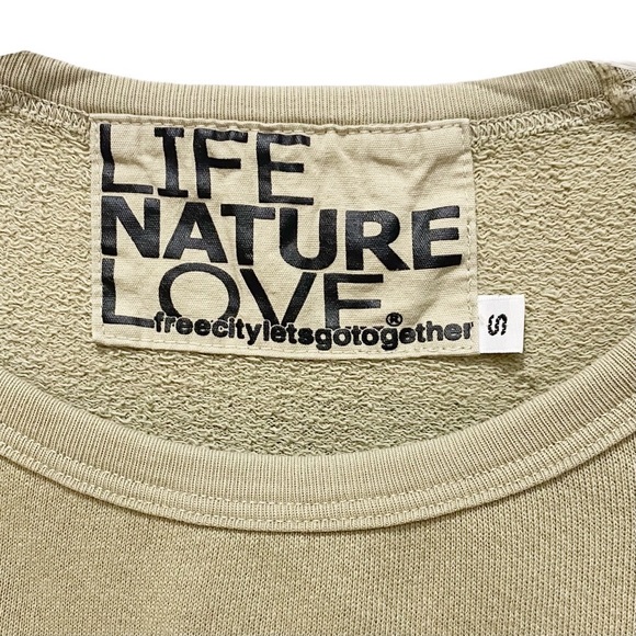 FREECITY Artists Wanted Tan Bleached Sweatshirt Hockney Strike Raglan Sweater - Picture 3 of 6